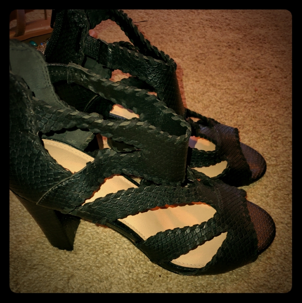 Black strappy heels